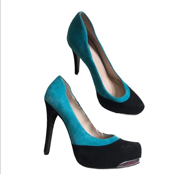 Bcbgmaxazria | Pandee Suede Blue & Black Platform Heels - Picture 1 of 10